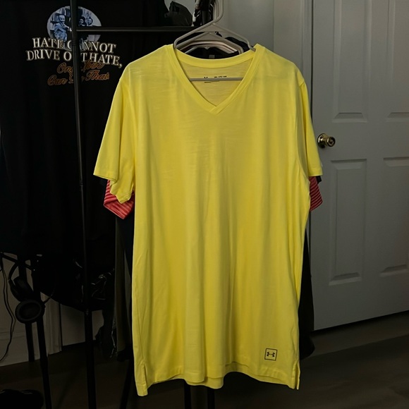 Under Armour Bright Yellow V-Neck Tee - Picture 1 of 5